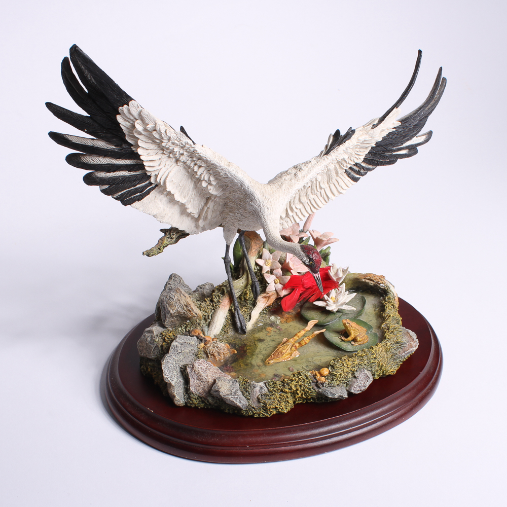 Lenox "Lily Pond Landing" Crane & Frog Sculpture