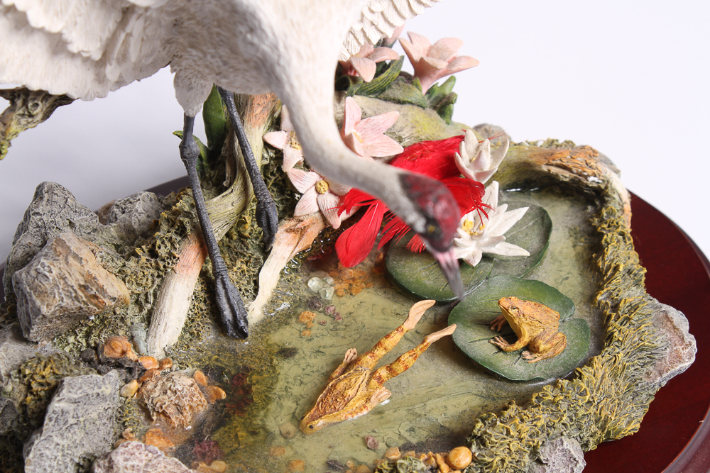 Lenox "Lily Pond Landing" Crane & Frog Sculpture