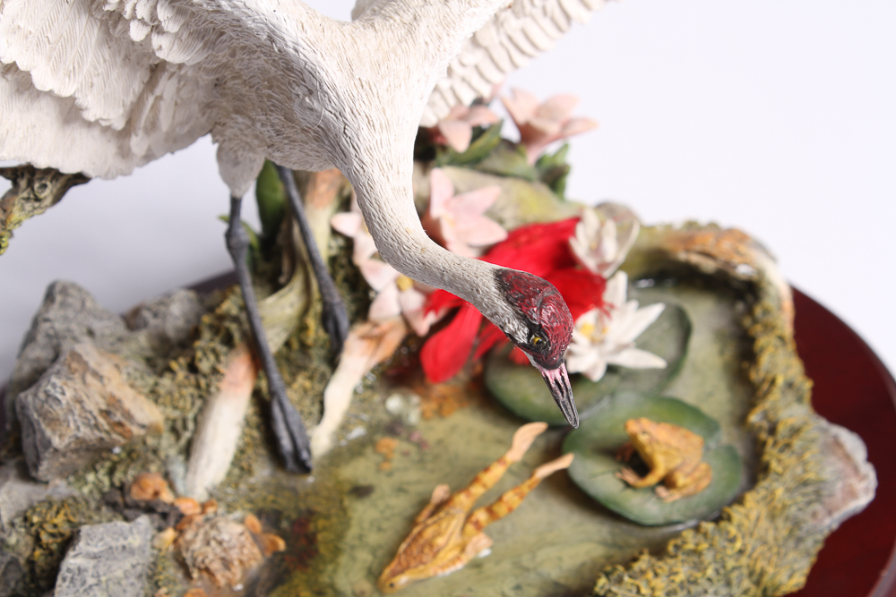 Lenox "Lily Pond Landing" Crane & Frog Sculpture