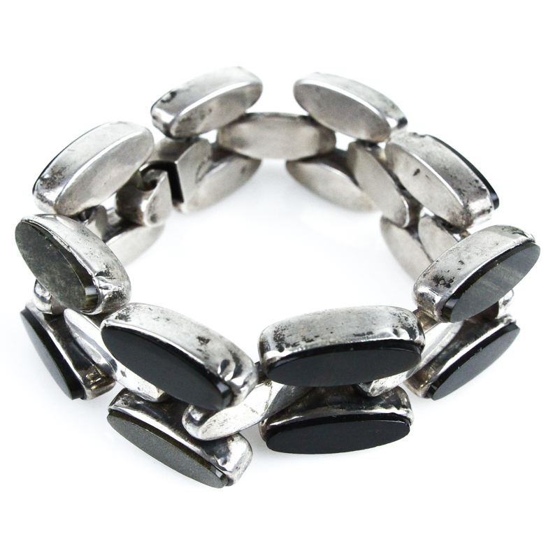 Sterling Silver and Onyx Bracelet