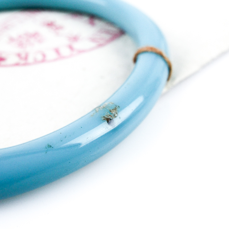 Vintage Peking Glass Bracelet in Electric Blue