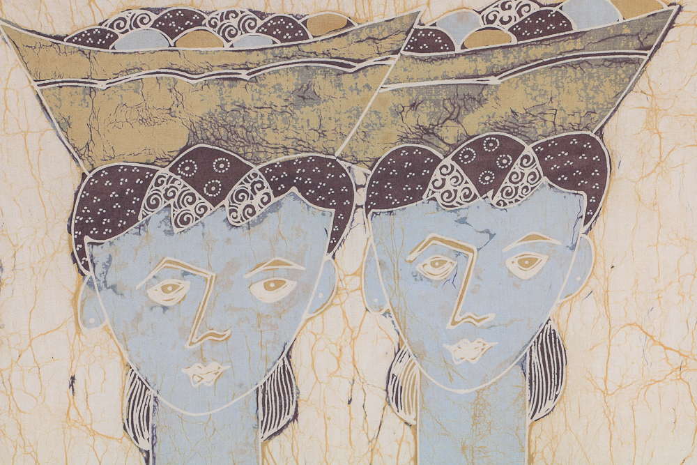 Pair of Batik Portraits on Fabric