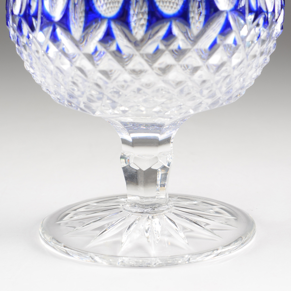 Pair of Waterford Crystal "Clarendon" Cobalt Brandy Glasses