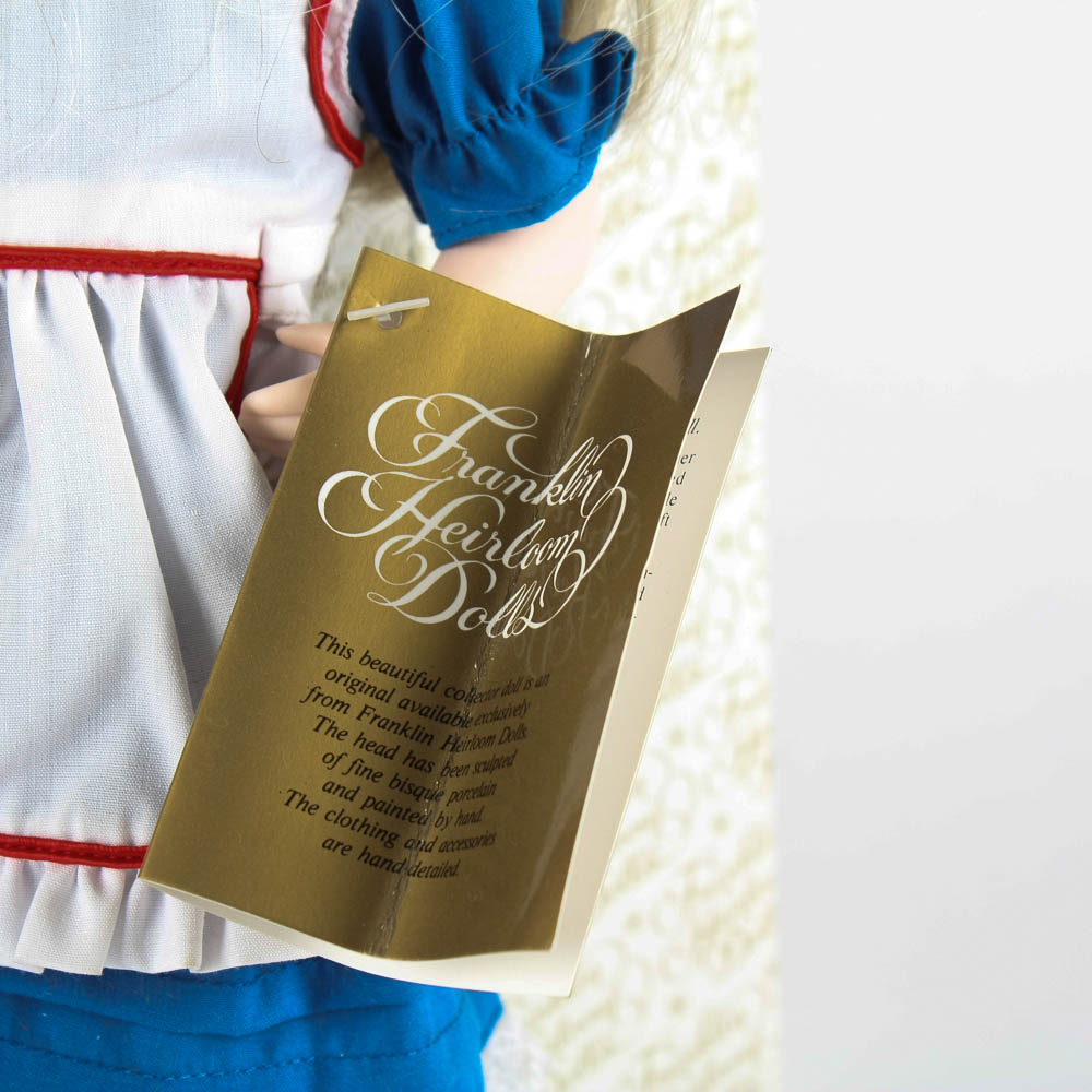 Franklin Mint Heirloom Dolls "Little Red Riding Hood" and "Alice in Wonderland" Porcelain Dolls