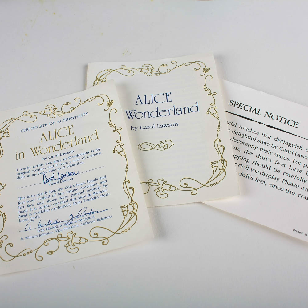 Franklin Mint Heirloom Dolls "Little Red Riding Hood" and "Alice in Wonderland" Porcelain Dolls