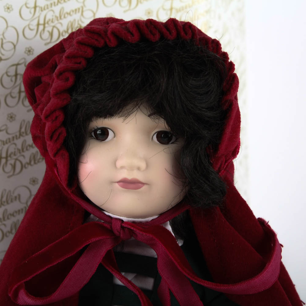 Franklin Mint Heirloom Dolls "Little Red Riding Hood" and "Alice in Wonderland" Porcelain Dolls