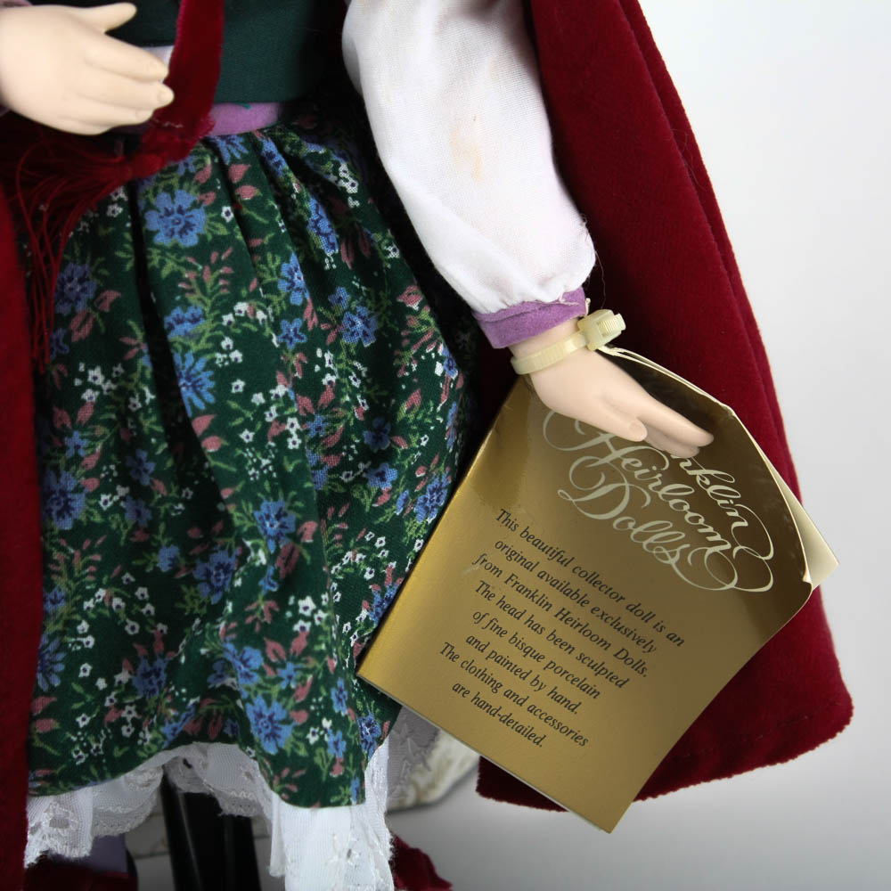 Franklin Mint Heirloom Dolls "Little Red Riding Hood" and "Alice in Wonderland" Porcelain Dolls