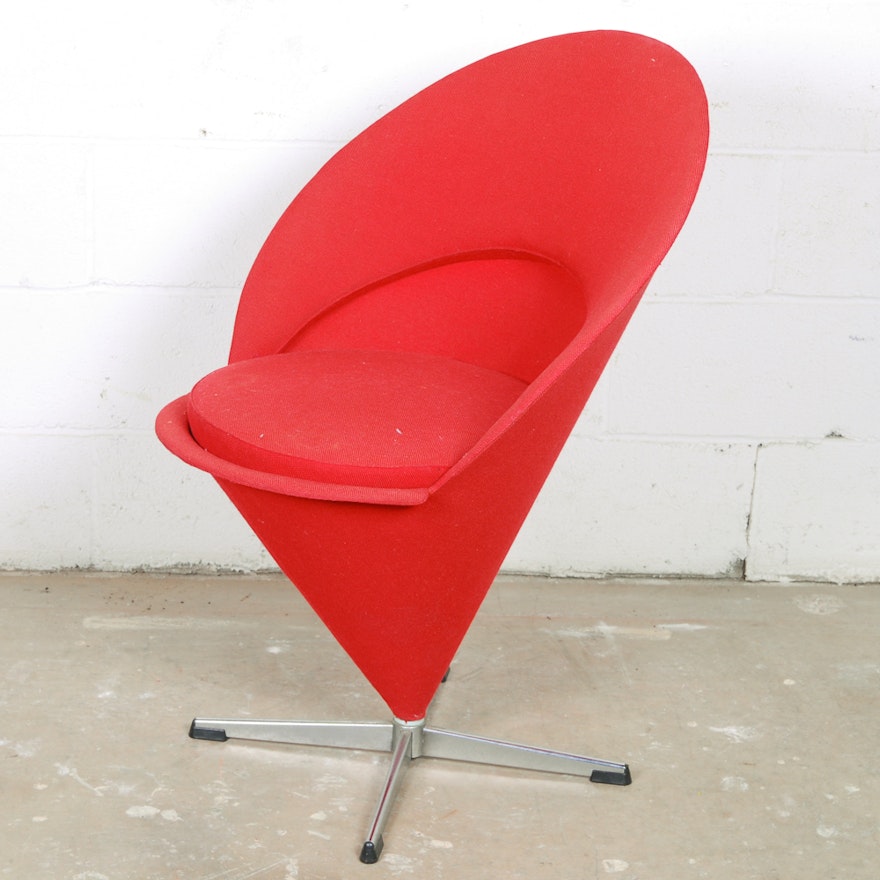 Red Mid Century Modern David Edward Style Chair