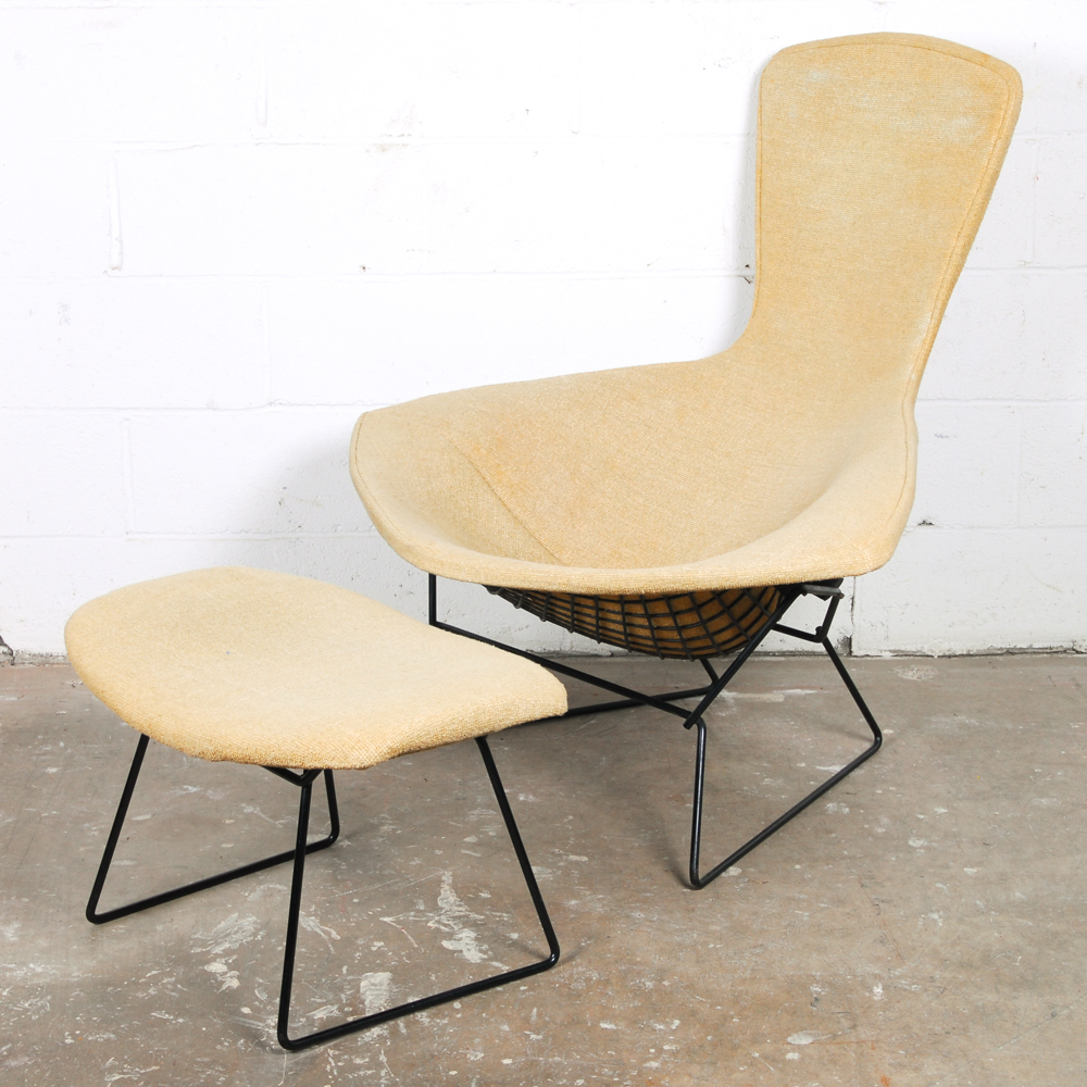 Harry Bertoia for Knoll "Bird" Wire Chair and Ottoman