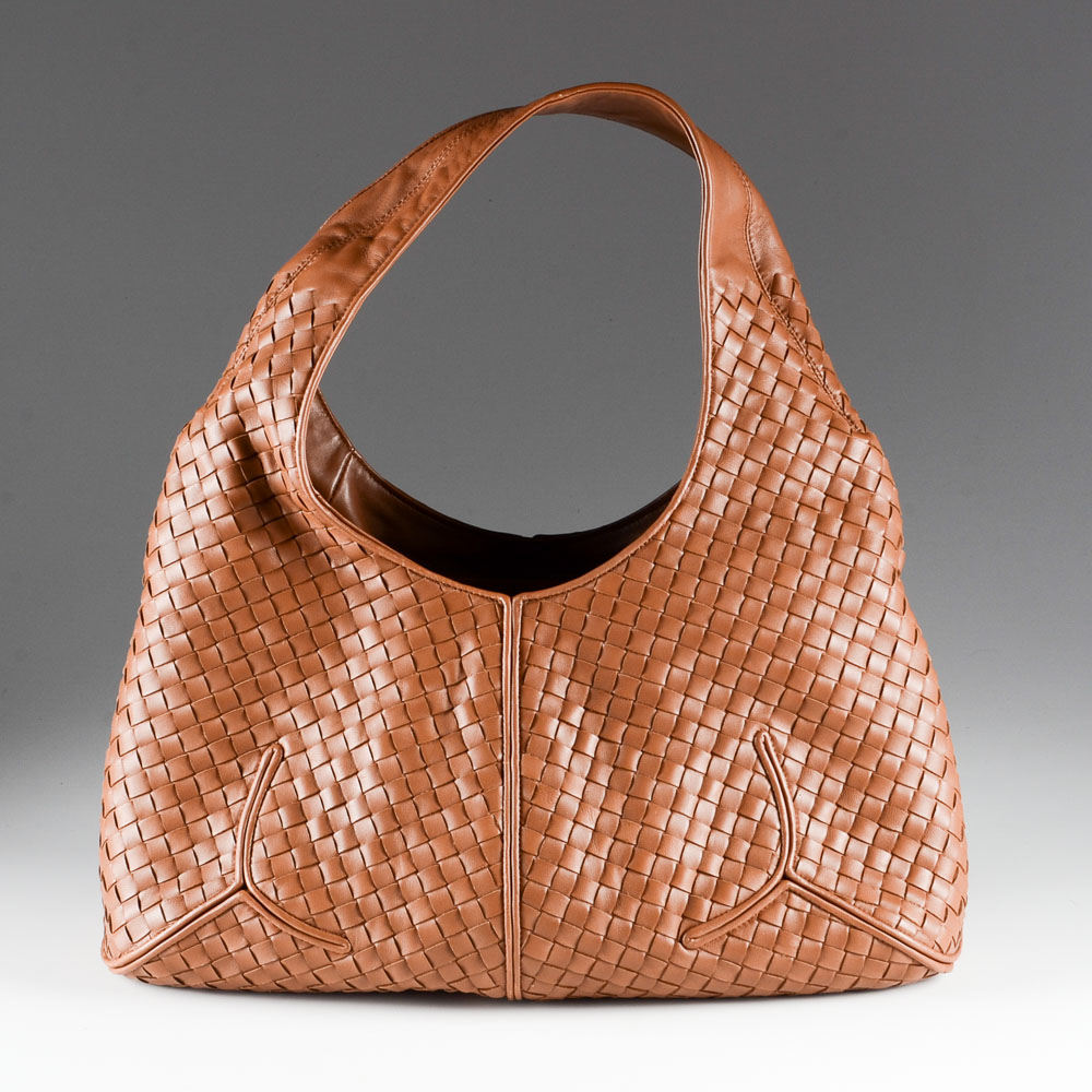 Bottega Veneta Noce Intrecciato Woven Nappa Leather Ball Hobo Bag