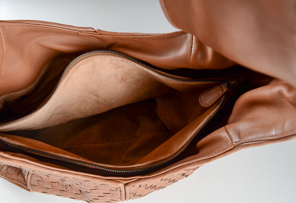 Bottega Veneta Noce Intrecciato Woven Nappa Leather Ball Hobo Bag