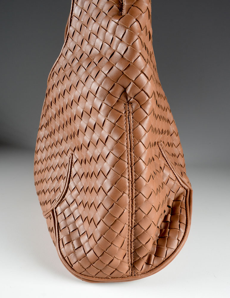 Bottega Veneta Noce Intrecciato Woven Nappa Leather Ball Hobo Bag