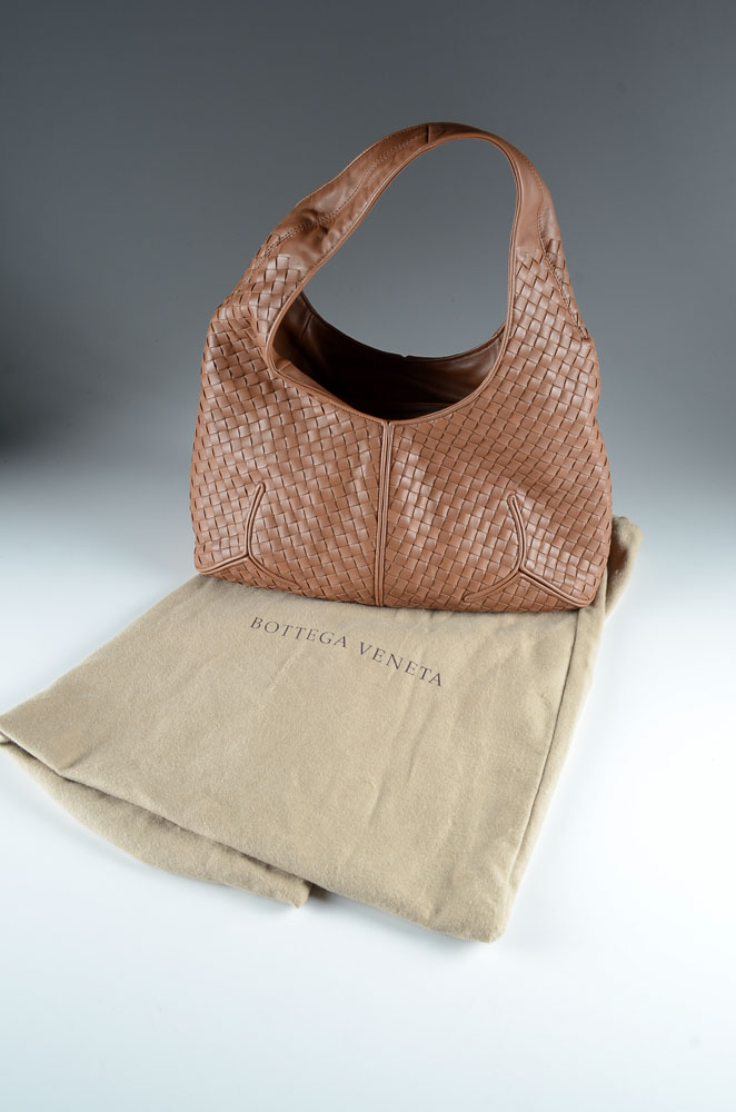 Bottega Veneta Noce Intrecciato Woven Nappa Leather Ball Hobo Bag