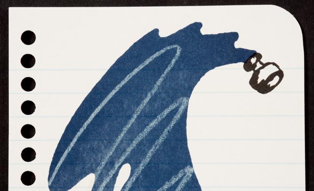 Claes Oldenburg Color Lithograph "Untitled (Ex Libris for Printed Matter) (Thrown Ink Bottle with Fly)"