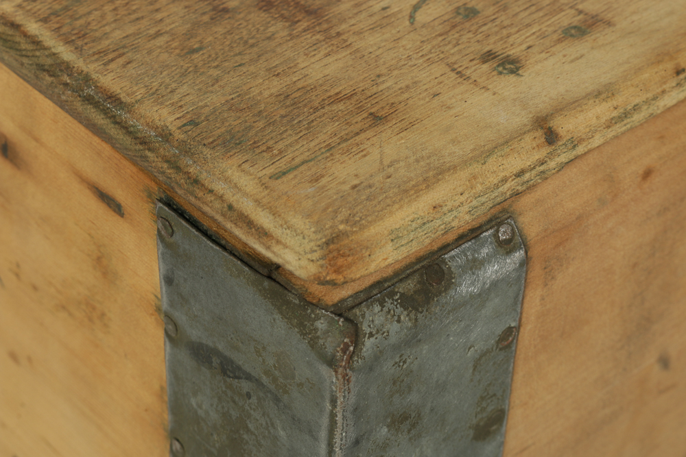 Wooden Chest with Vintage Tools