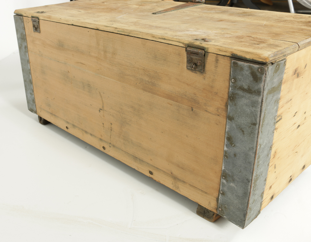 Wooden Chest with Vintage Tools