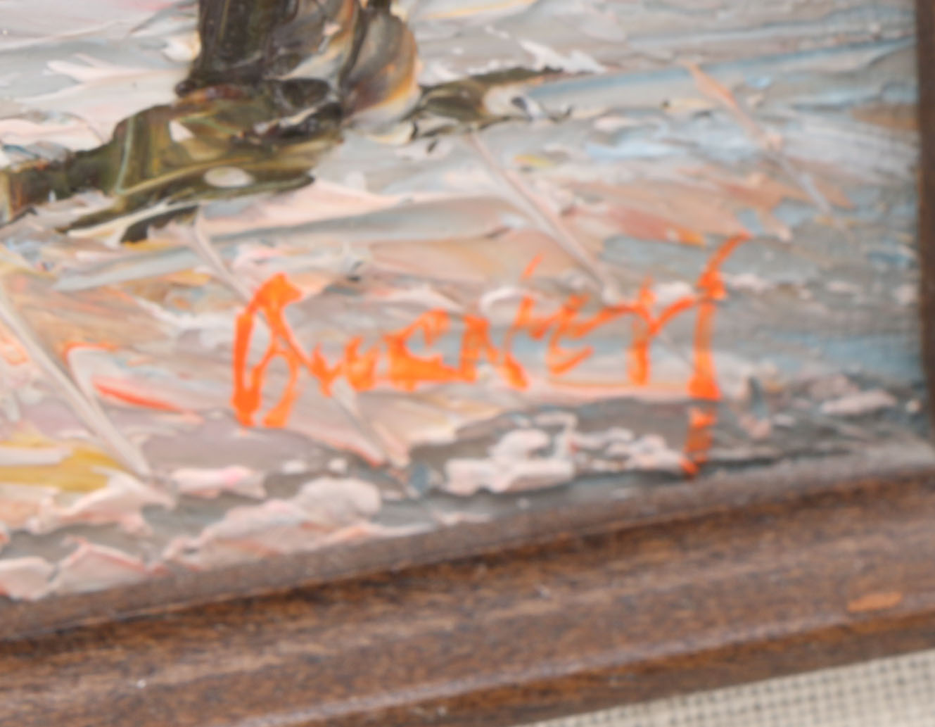 Burnett Signed Oil Painting of Paris Street Scene with Notre Dame