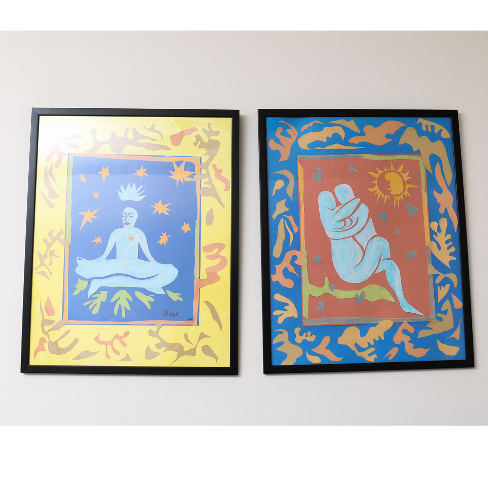 Pair of Original framed Paper Artwork Inspired by Henri Matisse