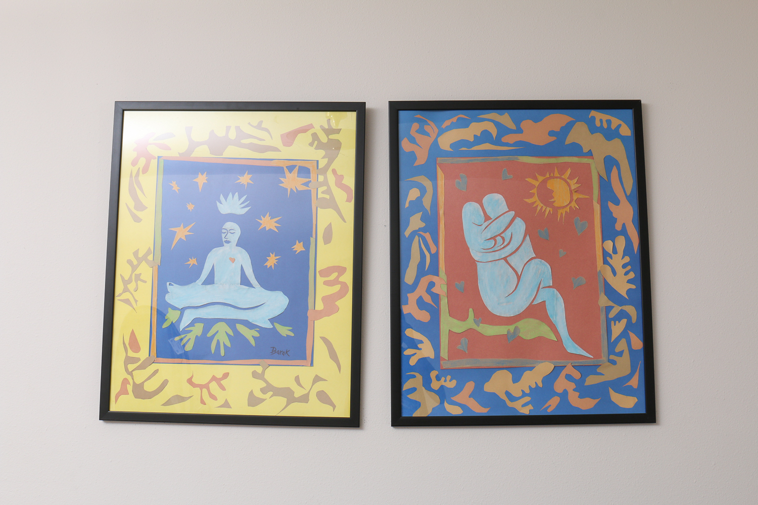 Pair of Original framed Paper Artwork Inspired by Henri Matisse