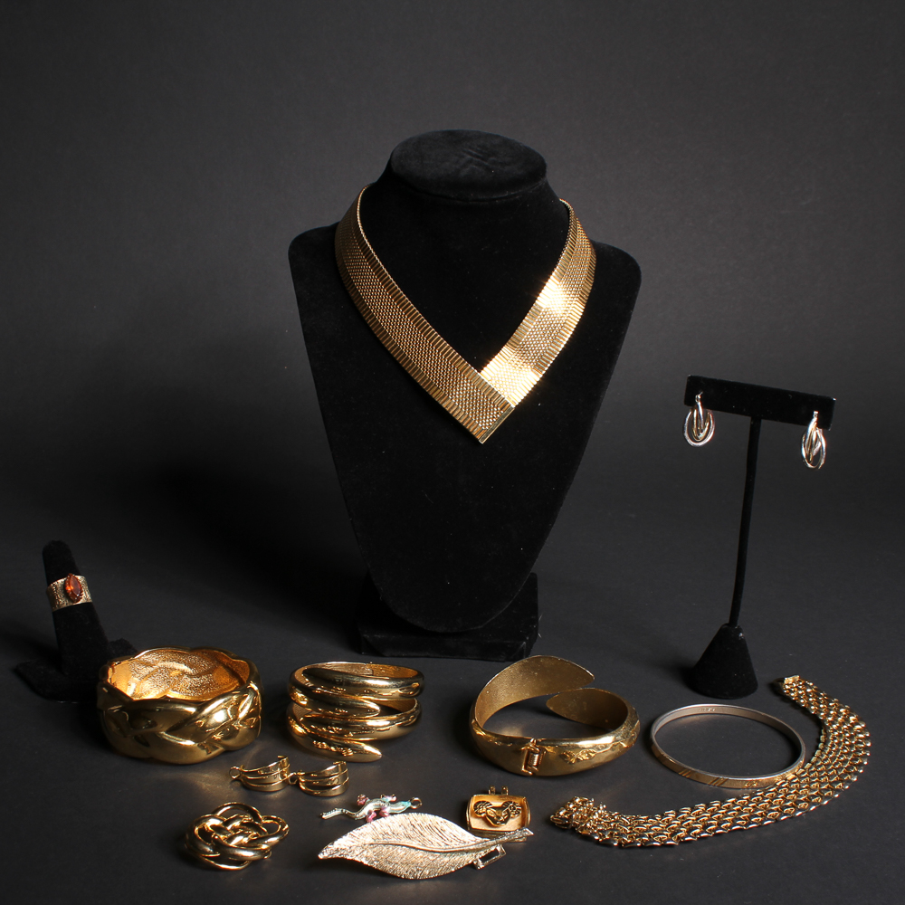 Collection of Gold Toned Costume Jewelry