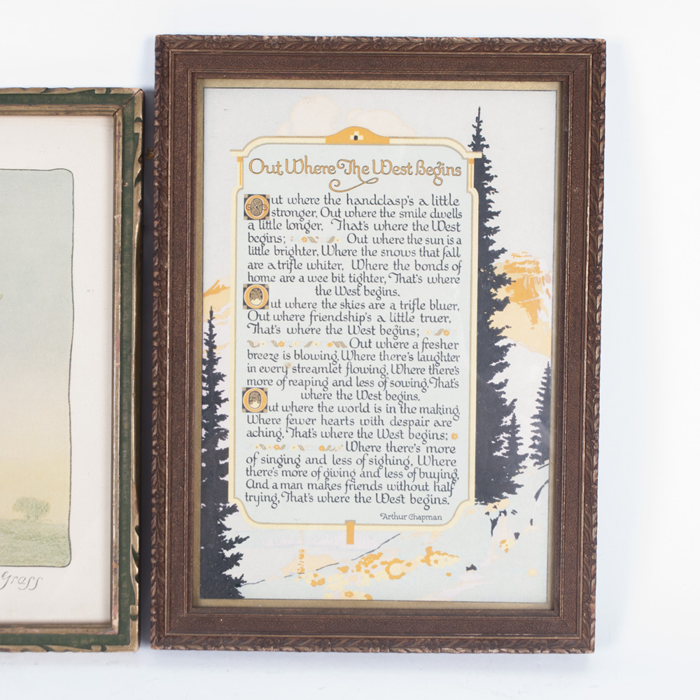 Trio of Antique and Vintage Framed Art