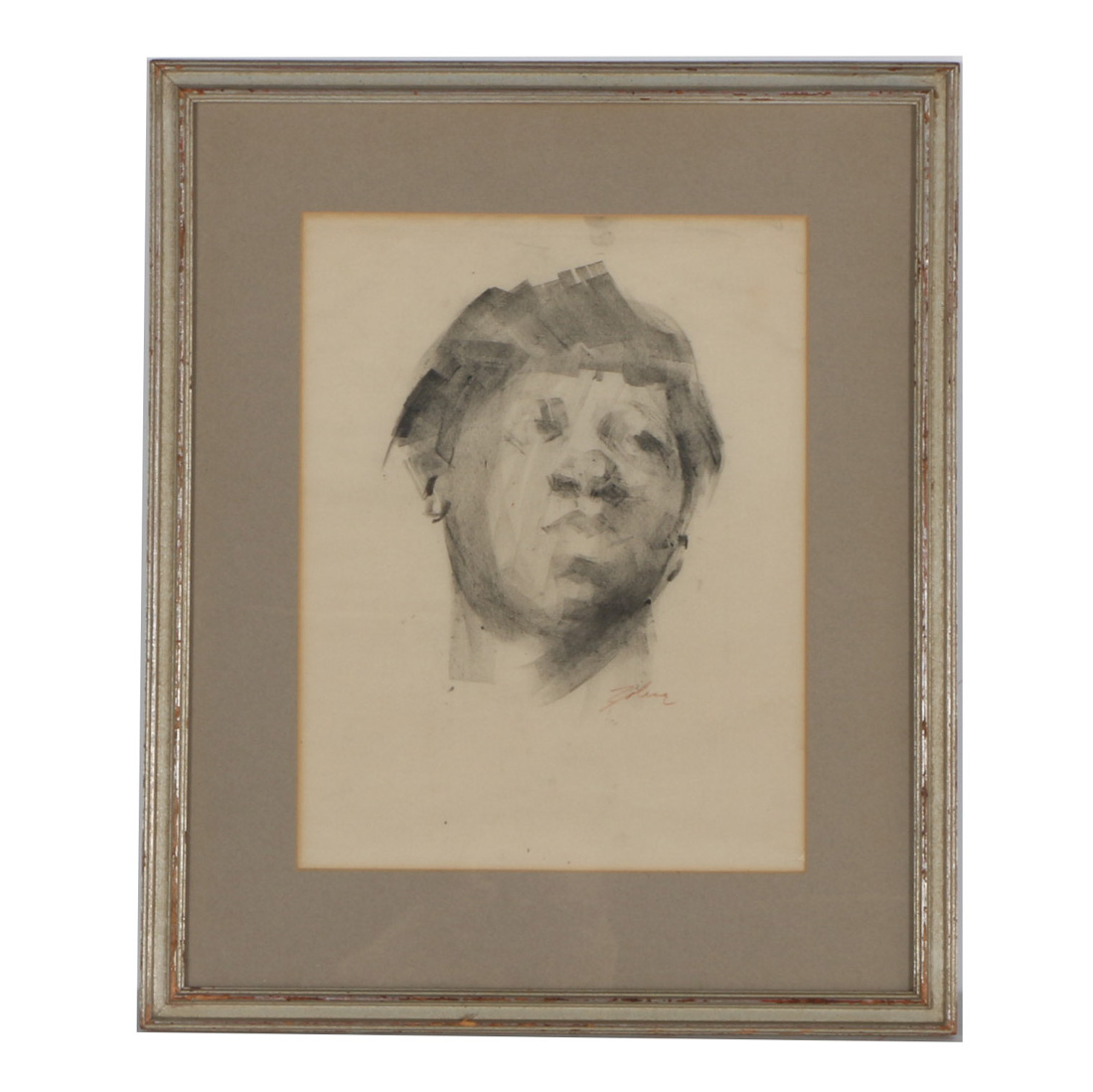 Zober Signed Charcoal Drawing "Portrait of an African American Woman"