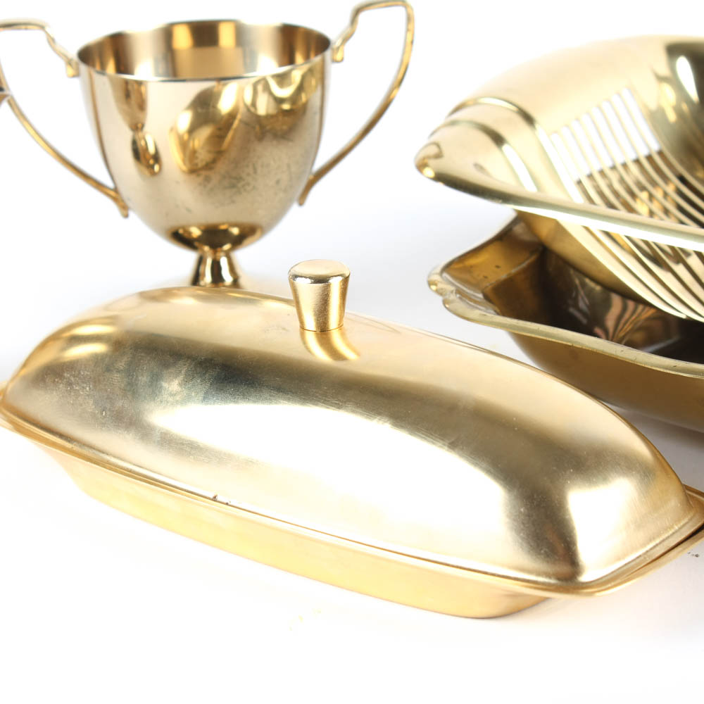 Vintage Dirilyte Gold Tone Holloware Collection