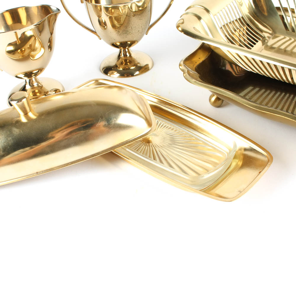 Vintage Dirilyte Gold Tone Holloware Collection