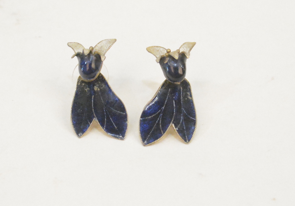 Vintage Laurel Burch Sterling Silver Cloisonne Earrings