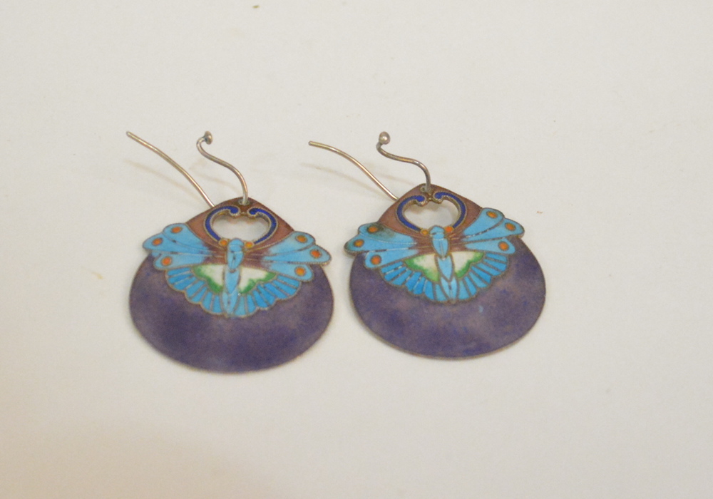 Vintage Laurel Burch Sterling Silver Cloisonne Earrings