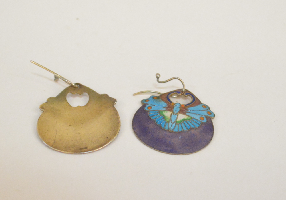 Vintage Laurel Burch Sterling Silver Cloisonne Earrings