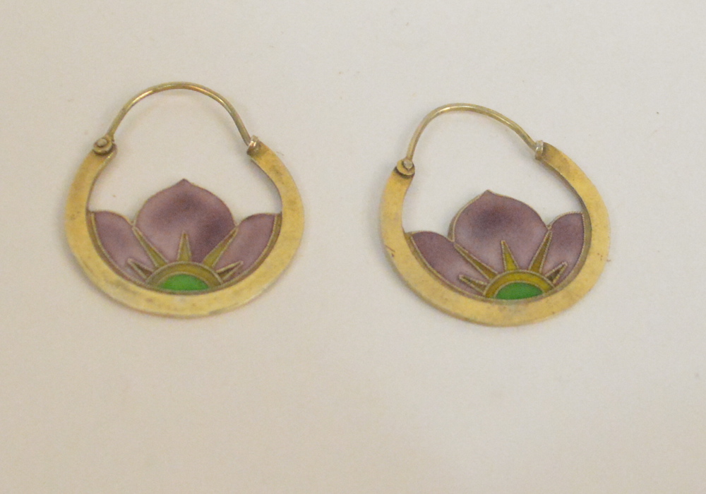 Vintage Laurel Burch Sterling Silver Cloisonne Earrings