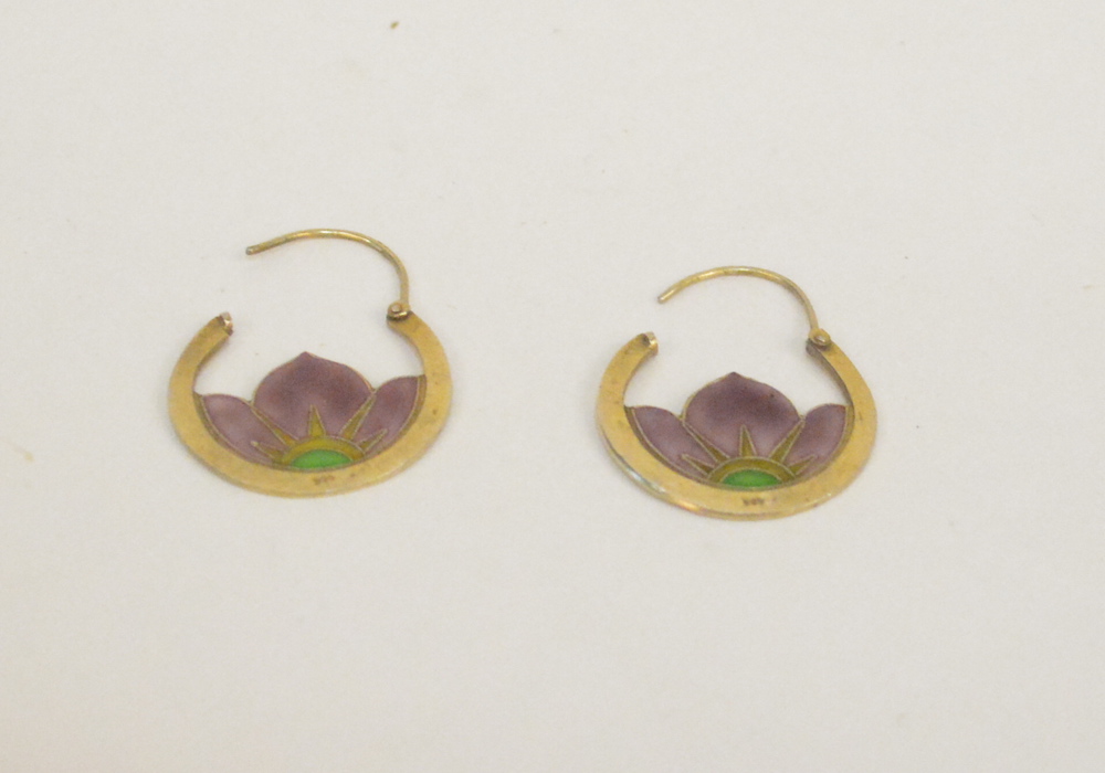 Vintage Laurel Burch Sterling Silver Cloisonne Earrings