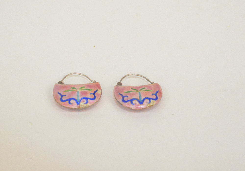 Vintage Laurel Burch Sterling Silver Cloisonne Earrings