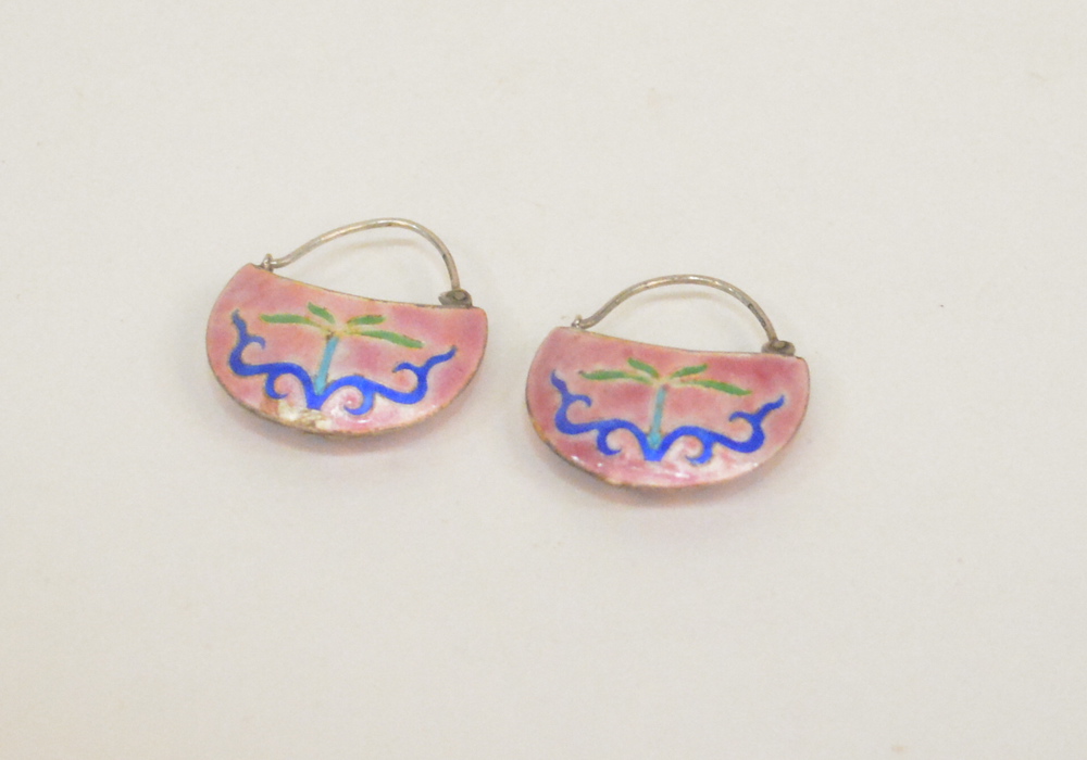 Vintage Laurel Burch Sterling Silver Cloisonne Earrings