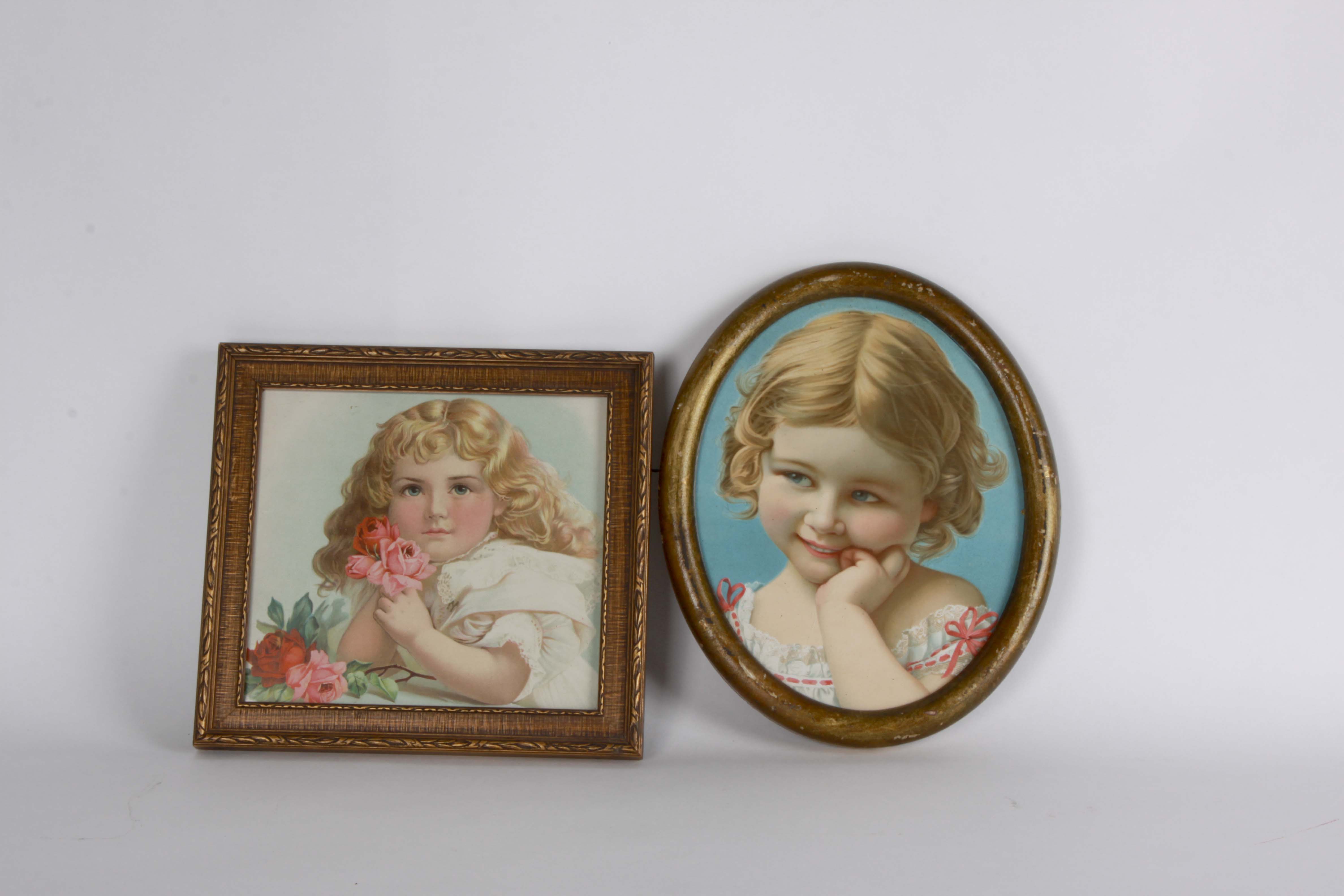 Pair of Vintage Chromolithographs of Children
