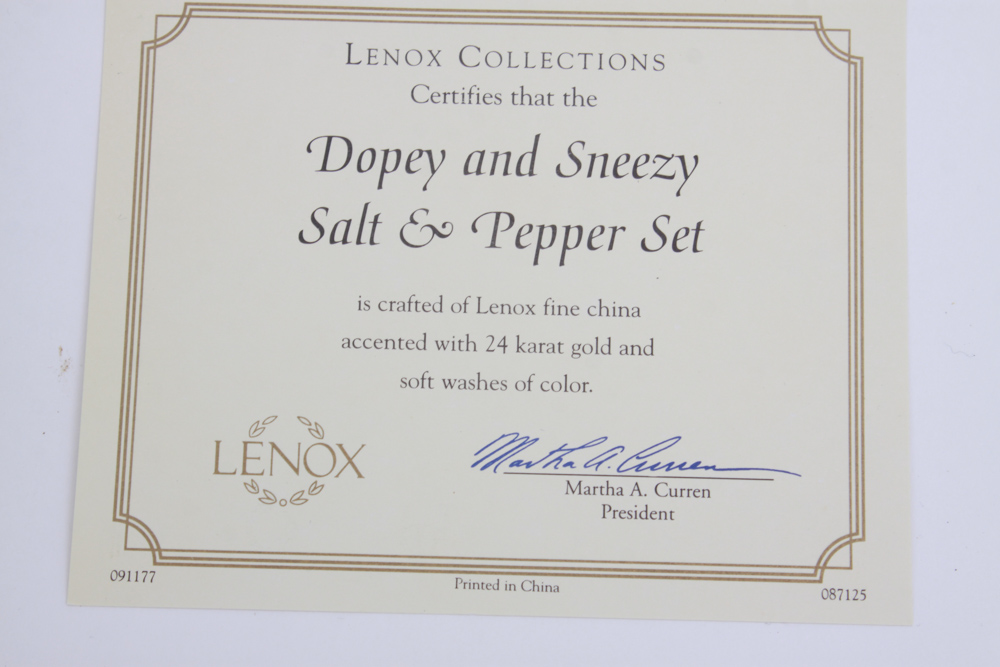 Lenox Disney Collection Salt and Pepper Shakers