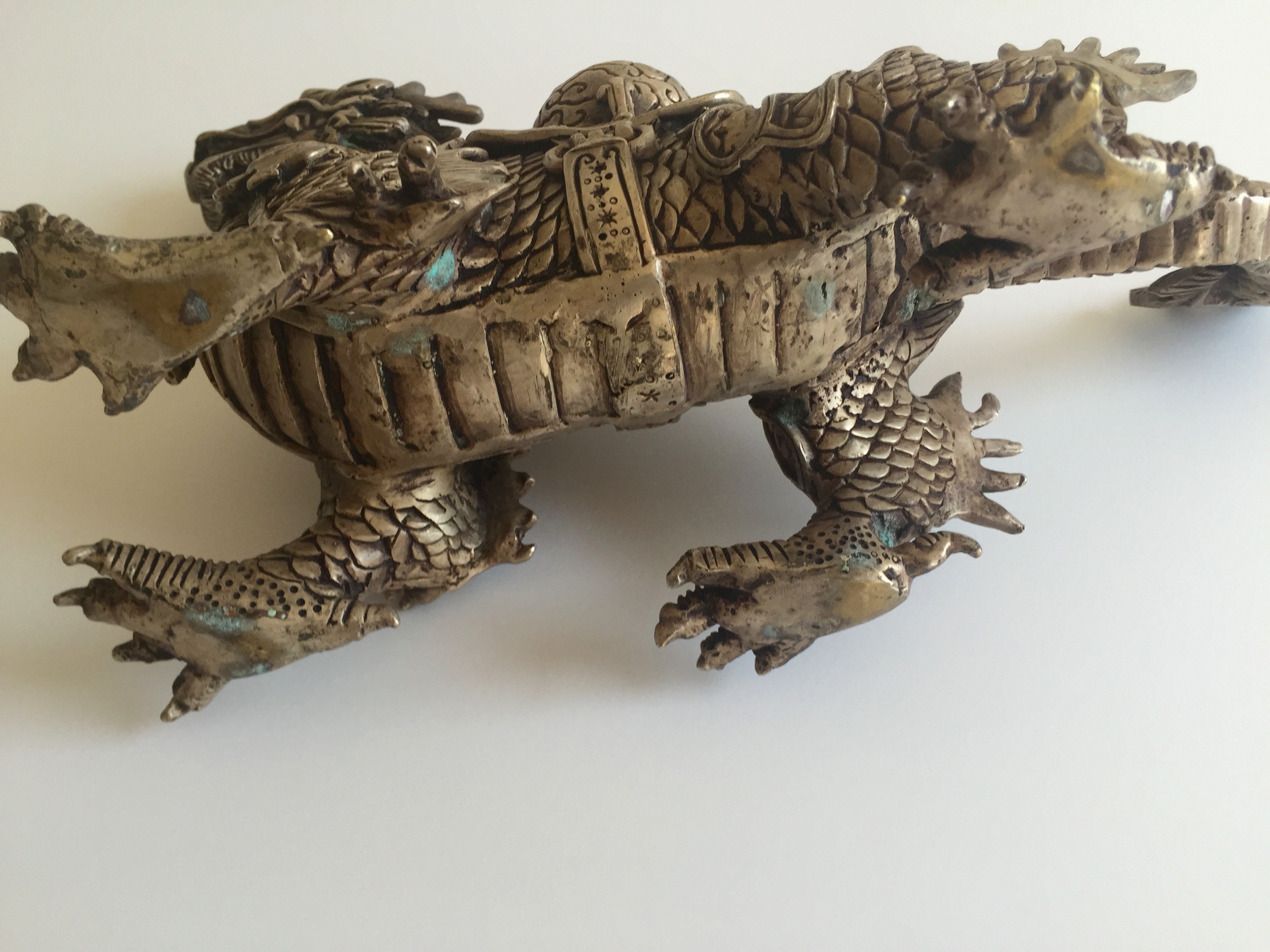 Chinese Silver Plate Dragon Figurine