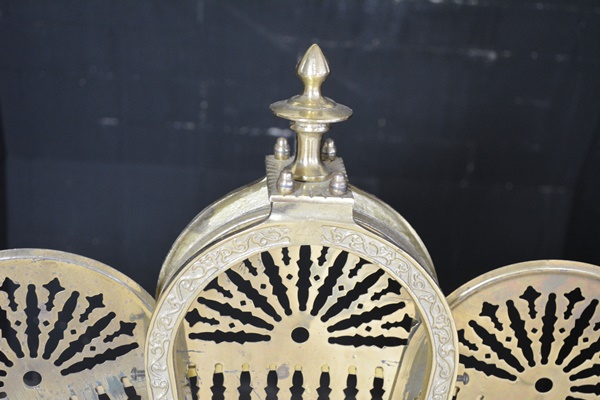 Brass Fireplace Tools and Pierced Folding Screen