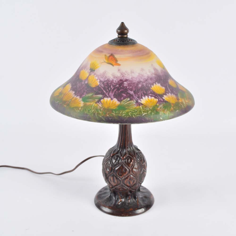 Art Nouveau Style Lamp with Butterfly Shade
