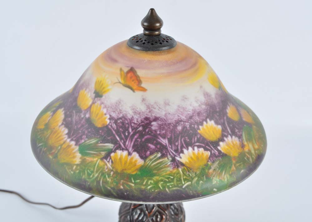 Art Nouveau Style Lamp with Butterfly Shade