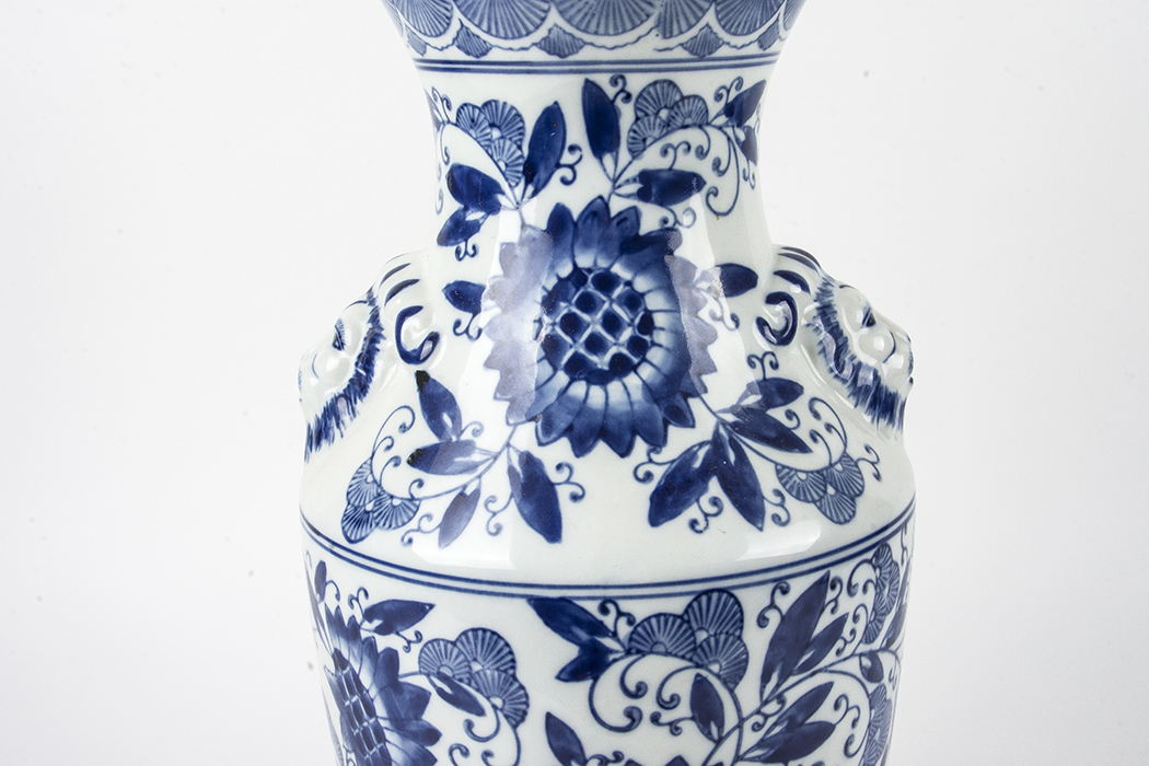 Pair of Blue and White Chinese Urns