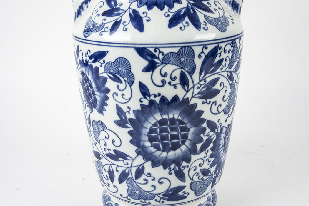 Pair of Blue and White Chinese Urns