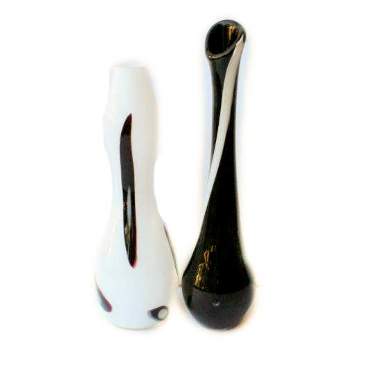 Two Black and White Tozai Home Glass Vases