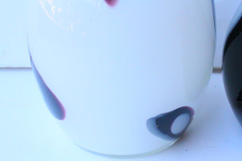 Two Black and White Tozai Home Glass Vases