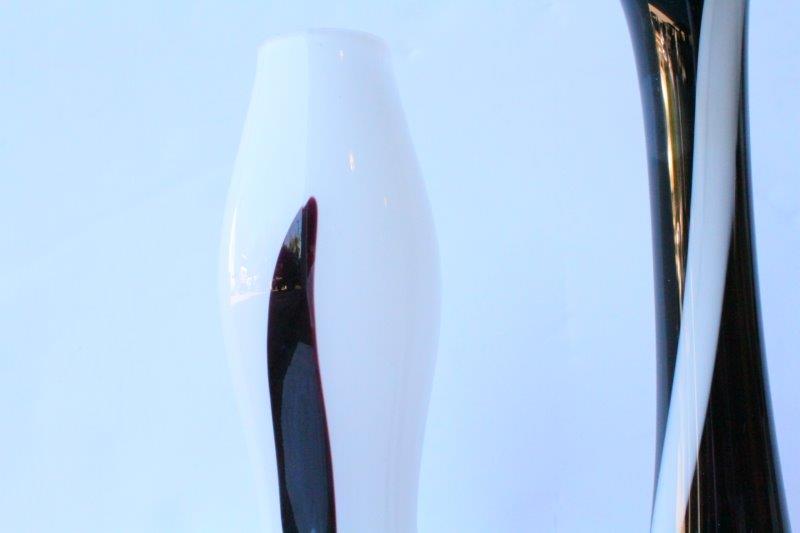 Two Black and White Tozai Home Glass Vases