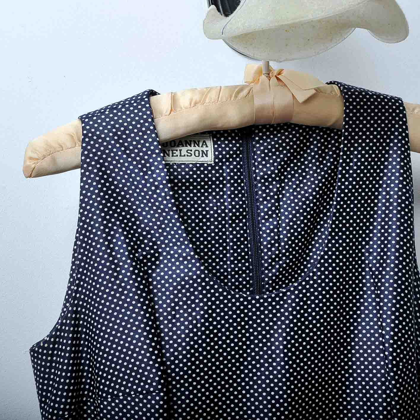 Vintage Joanna Nelson Navy Polka Dot Dress