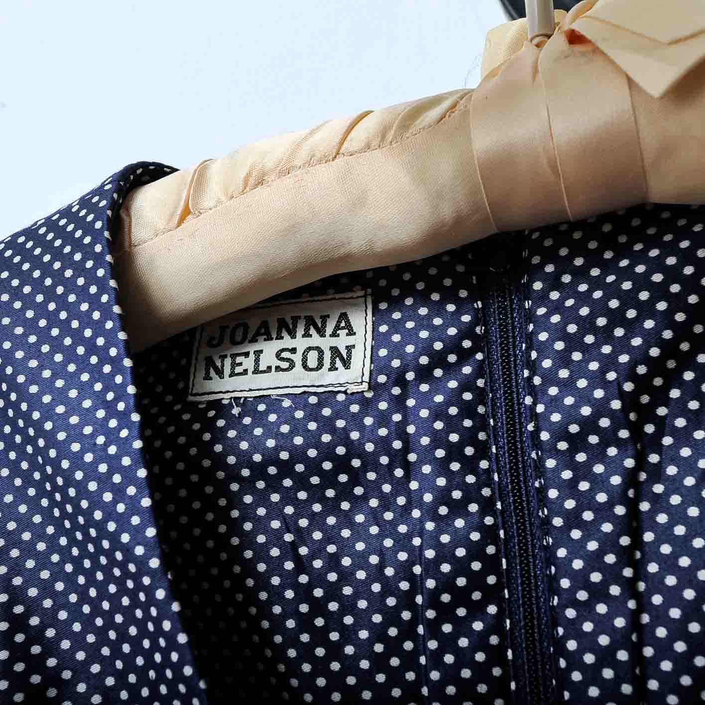 Vintage Joanna Nelson Navy Polka Dot Dress