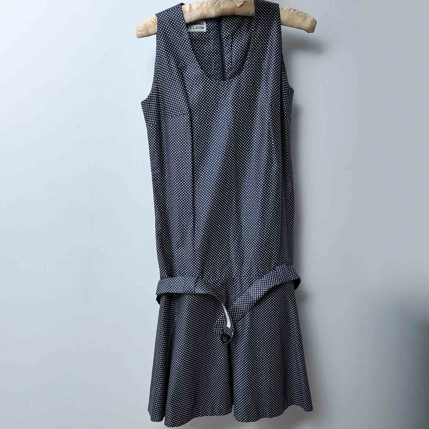 Vintage Joanna Nelson Navy Polka Dot Dress