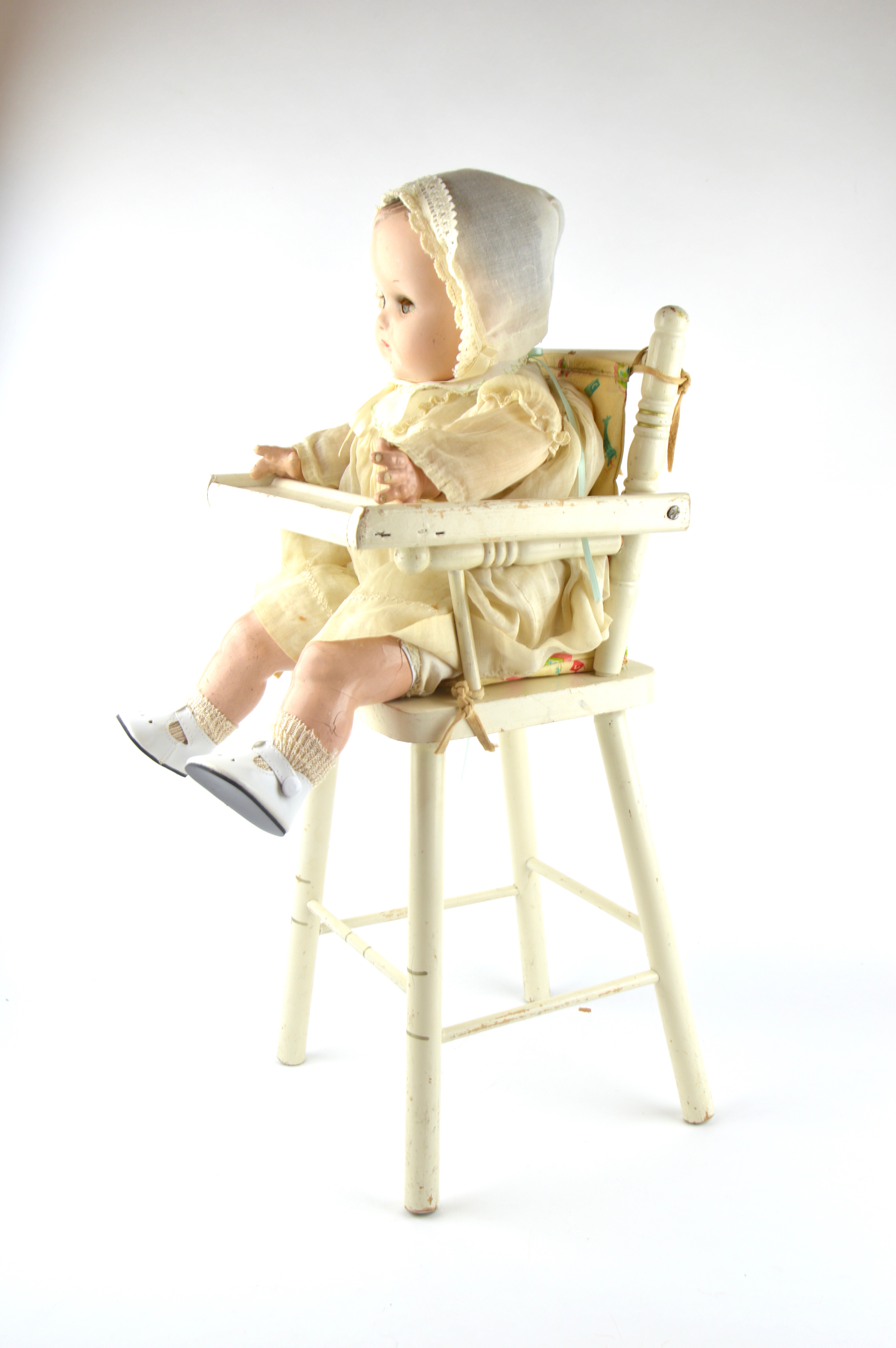 Vintage Madame Alexander "Little Genius" Dionne Quintuplet Composition Doll in High Chair